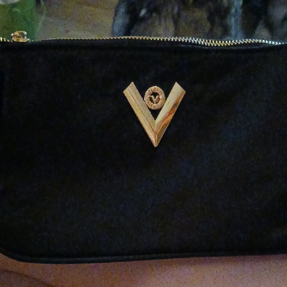 Valentino Orlandi Black Crossbody Bag with Gold Accents